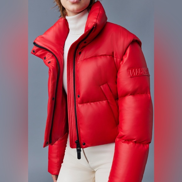 Mackage Jackets & Blazers - 🔥🔥🔥SOLD! MACKAGE   BAILEY-DL RED LEATHER  DOWN FILLED PUFFER/BOMBER SIZE L🔥🔥🔥